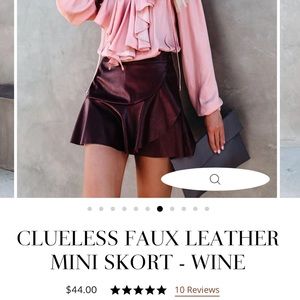 VICI DOLLS Faux Leather Mini Skort / Wine / Small